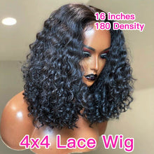 Load image into Gallery viewer, Black Curly Medium Length Lace Front Wigs Short Human Hair Bob Wigs With Baby Hair - promboutiqueonline