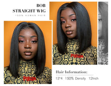 Load image into Gallery viewer, Straight Short Bob Wigs for Women Human Hair Lace Wigs with Natural Baby Hair - promboutiqueonline