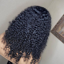 Load image into Gallery viewer, Black Curly Medium Length Lace Front Wigs Short Human Hair Bob Wigs With Baby Hair - promboutiqueonline