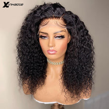 Load image into Gallery viewer, Brazilian 250 Density Black Kinky Curly Human Hair Wigs with Baby Hair 5x5 Silk Base Lace Closure Wigs For Women - promboutiqueonline