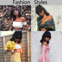 Load image into Gallery viewer, Body Wave Full Bang Human Hair Wigs Natural Loose Deep Wave Wig Body Wave No Lace Bob Wig For Black Women - promboutiqueonline