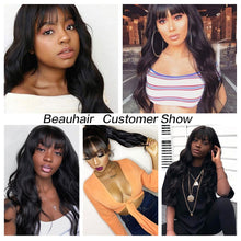 Load image into Gallery viewer, Body Wave Full Bang Human Hair Wigs Natural Loose Deep Wave Wig Body Wave No Lace Bob Wig For Black Women - promboutiqueonline