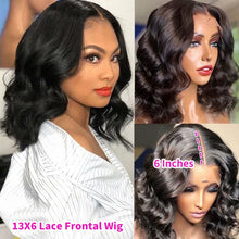 Load image into Gallery viewer, Short Body Wave Bob Lace Frontal Human Hair Wigs For Black Women Made of Brazilian Remy Hair - promboutiqueonline