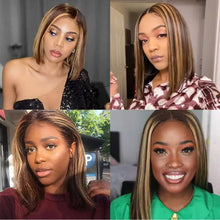 Load image into Gallery viewer, Straight Short Bob Wigs for Women Human Hair Lace Wigs with Natural Baby Hair - promboutiqueonline