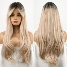 Load image into Gallery viewer, Blonder Ombre Color Long Wave Synthetic Wigs with Side Bangs for Women - promboutiqueonline