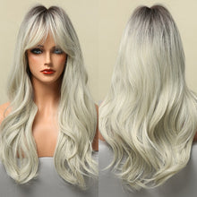 Load image into Gallery viewer, Blonder Ombre Color Long Wave Synthetic Wigs with Side Bangs for Women - promboutiqueonline