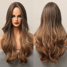 Load image into Gallery viewer, Blonder Ombre Color Long Wave Synthetic Wigs with Side Bangs for Women - promboutiqueonline