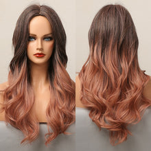 Load image into Gallery viewer, Blonder Ombre Color Long Wave Synthetic Wigs with Side Bangs for Women - promboutiqueonline