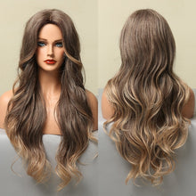 Load image into Gallery viewer, Blonder Ombre Color Long Wave Synthetic Wigs with Side Bangs for Women - promboutiqueonline
