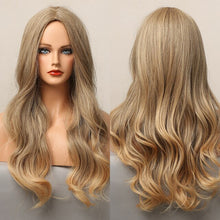 Load image into Gallery viewer, Blonder Ombre Color Long Wave Synthetic Wigs with Side Bangs for Women - promboutiqueonline
