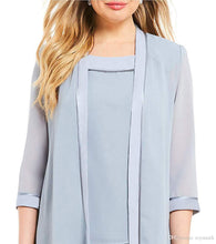 Load image into Gallery viewer, Draped Grey Chiffon 3/4 Sleeves Mother of Bride Dressy Pants Suit 3PCS Outfit for Mother of Groom - promboutiqueonline