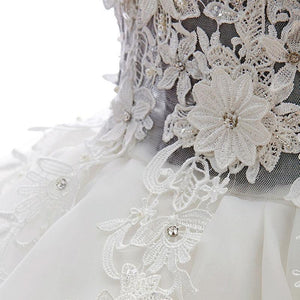 Off Shoulder Short Lace Bodice Wedding Dresses Appliqued Tutu Rehearsal Dress