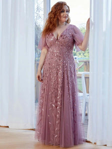 Pastel Pink Shimmery Long Mother of The Groom Dresses with Loose Sleeves