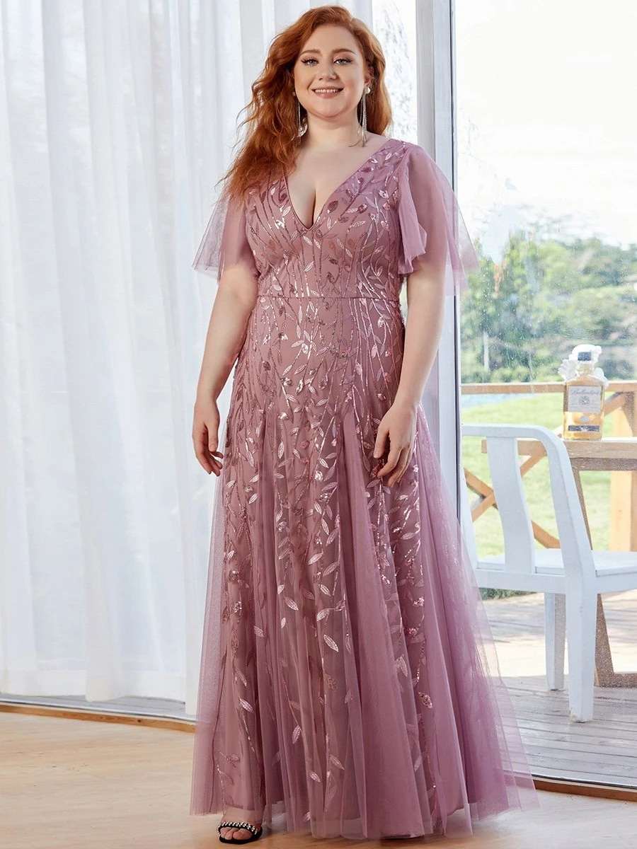 Pastel Pink Shimmery Long Mother of The Groom Dresses with Loose Sleeves - promboutiqueonline