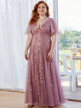 Load image into Gallery viewer, Pastel Pink Shimmery Long Mother of The Groom Dresses with Loose Sleeves