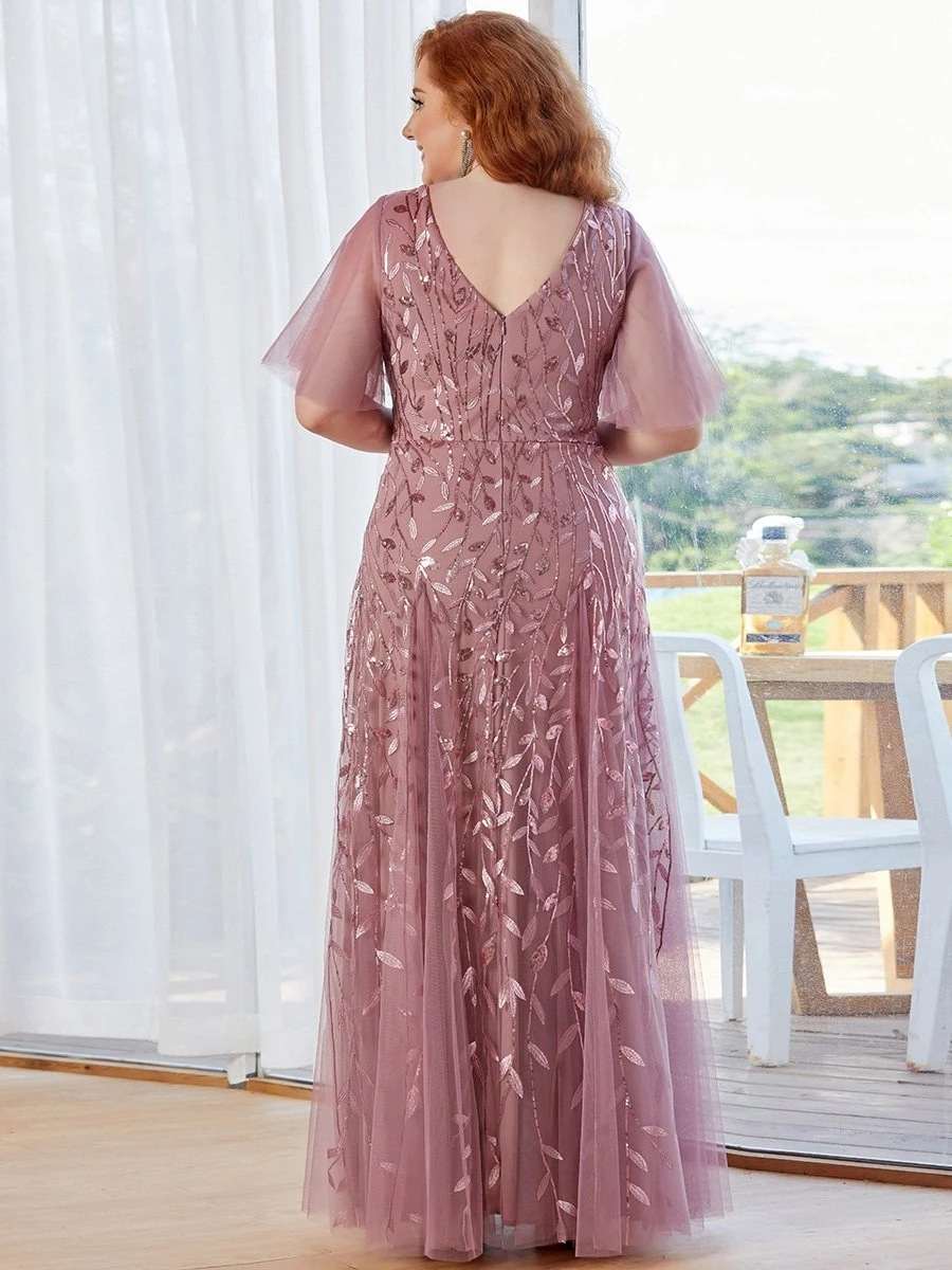 Pastel Pink Shimmery Long Mother of The Groom Dresses with Loose Sleeves - promboutiqueonline