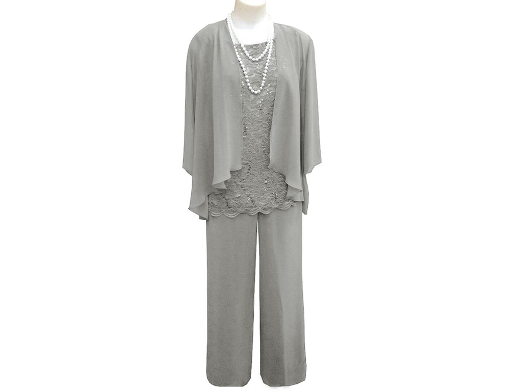 Long Sleeves 3 Pieces Chiffon And Lace Mother of The Groom Pantsuit - promboutiqueonline