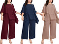 2PCS Crew Neck Mother of The Bride Pant Suits Bating Sleeves MOG Outfits - promboutiqueonline