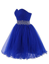 Load image into Gallery viewer, Royal Blue Short Strapless Graduation Dresses with Crystal Floral Waistband P470
