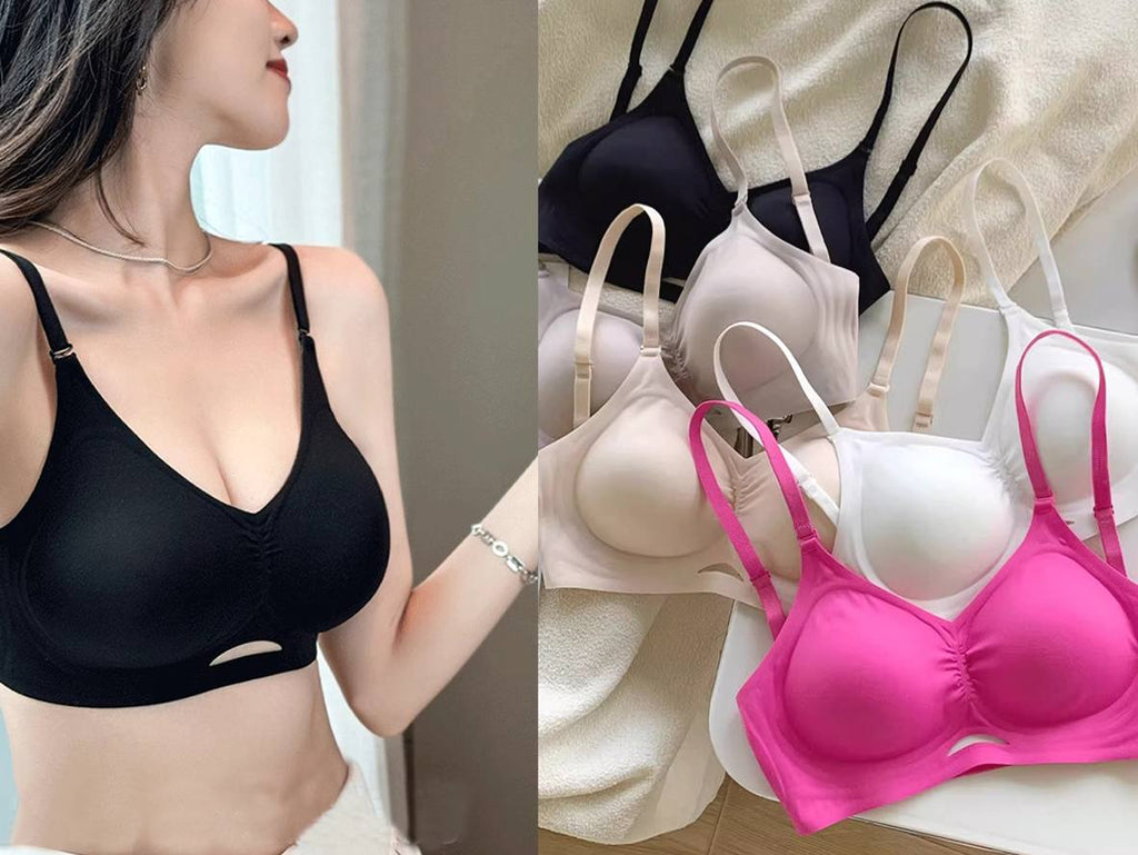 Deep U-Shaped Back Bra for Women - Low Back Open Design with Gathering Detail