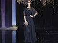 Blue Lace Mother of the Bride Dress with Mid-Length Sheer Sleeves