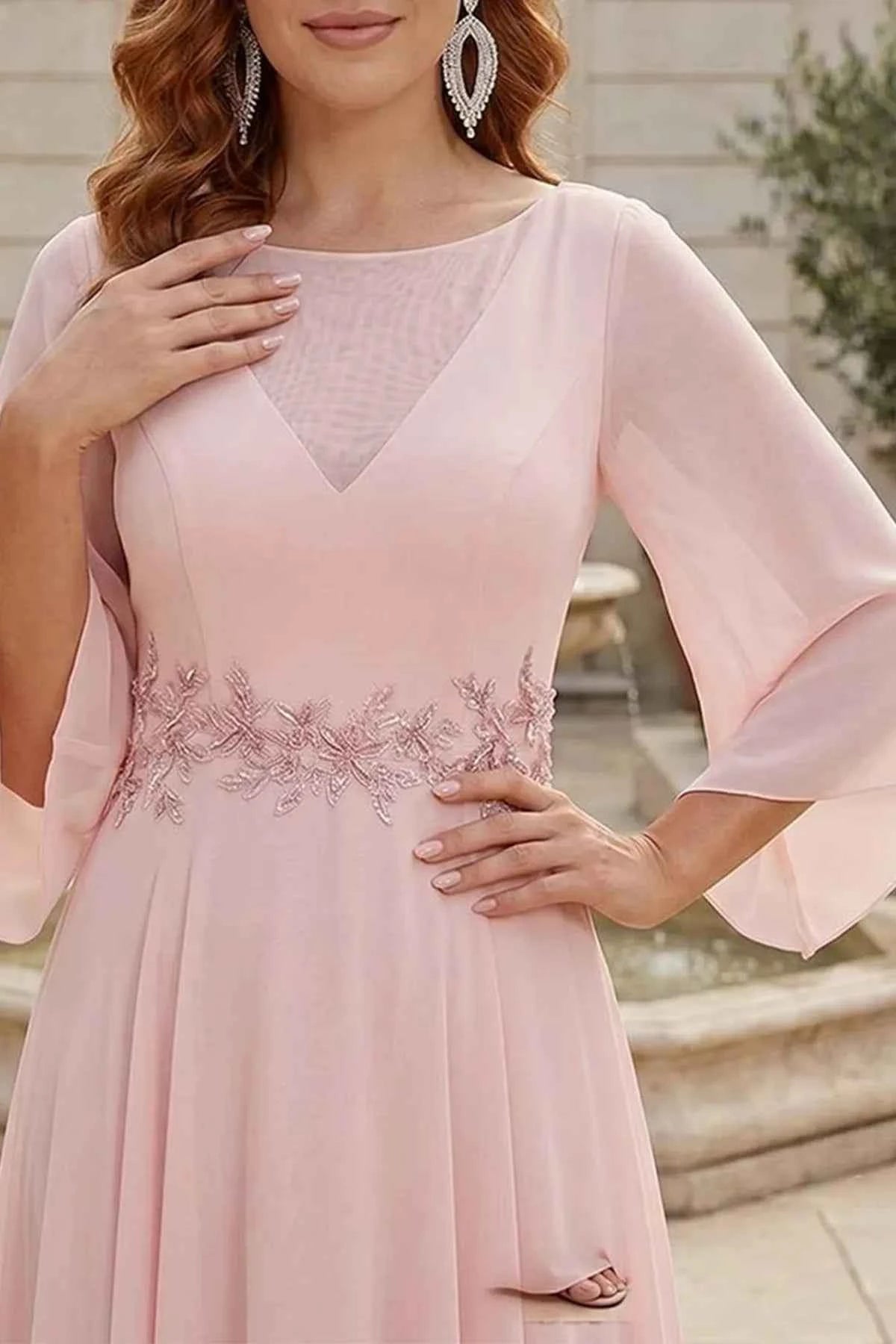 Pink Mother of the Bride Dress with Sleeves