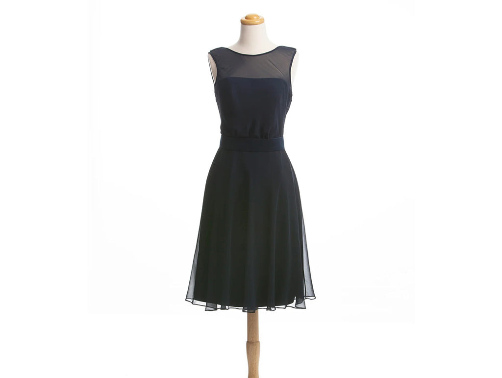 Dark Navy Chiffon MOB Dresses with Cowl Back - Short and Elegant Styles