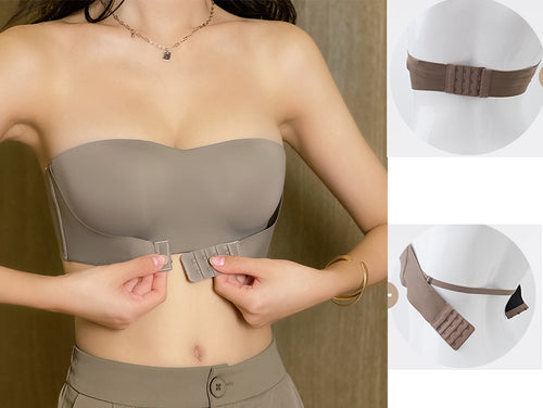 Front Buckle Non-slip Strapless Bra Push Up Tube Invisible Bandeau Underwear