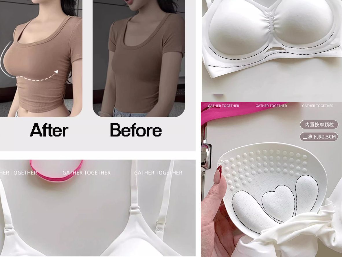 Deep U-Shaped Back Bra for Women - Low Back Open Design with Gathering Detail