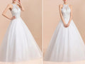 Custom Wedding Gown with Sequined Lace Halter Keyhole Design