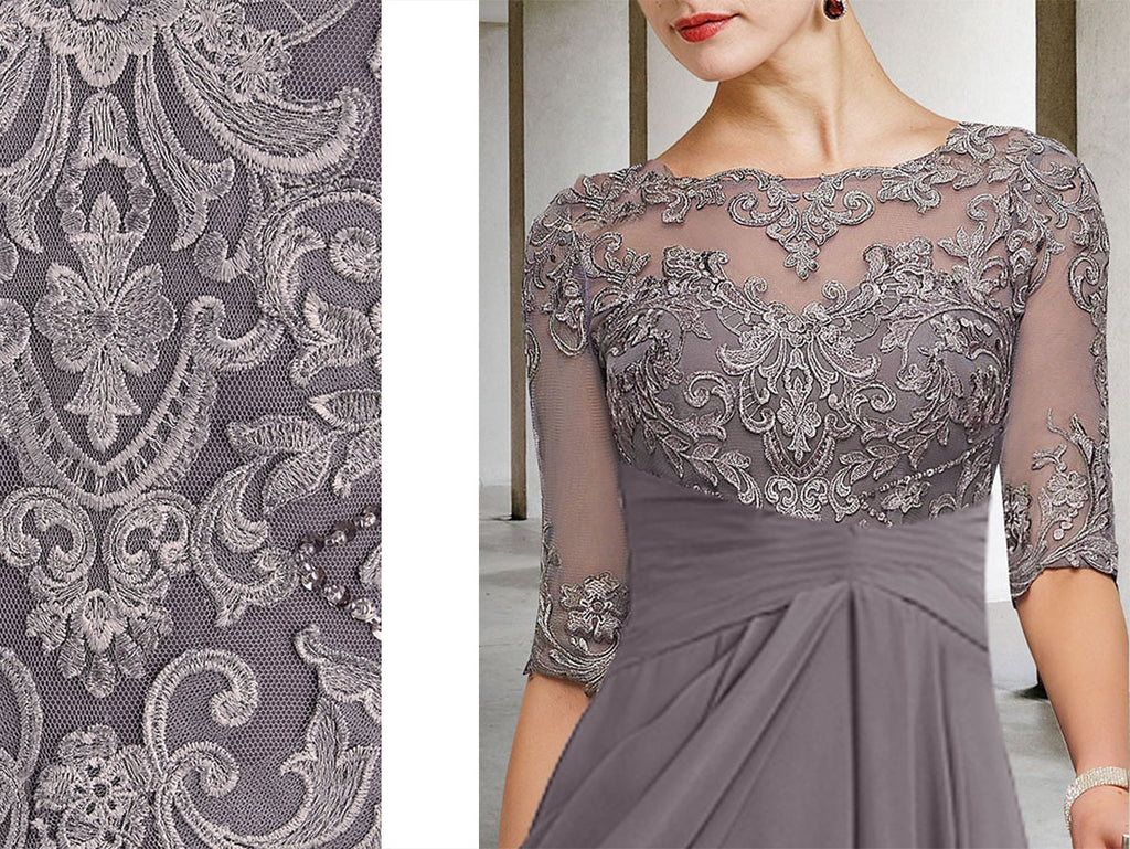 High Low Chiffon MOB Dress with Half Sleeves for Elegant Occasions