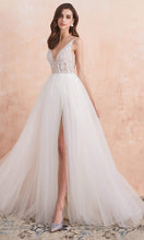 Load image into Gallery viewer, Sequin Embellished Plunging V-neck Semi-Formal Wedding Dresses with Thigh Slit