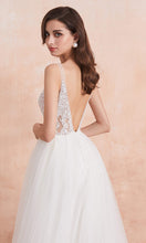 Load image into Gallery viewer, Sequin Embellished Plunging V-neck Semi-Formal Wedding Dresses with Thigh Slit
