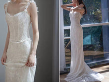 Load image into Gallery viewer, French Style Sheath Lace Fishtail Bridal Wear Wedding Dresses with Straps