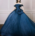 blue colored wedding gowns