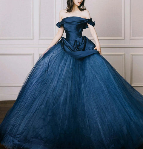 blue colored wedding gowns