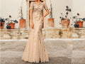 Shimmery Leaves Pattern Embellished Plus Size Mother of Bride Dresses - promboutiqueonline