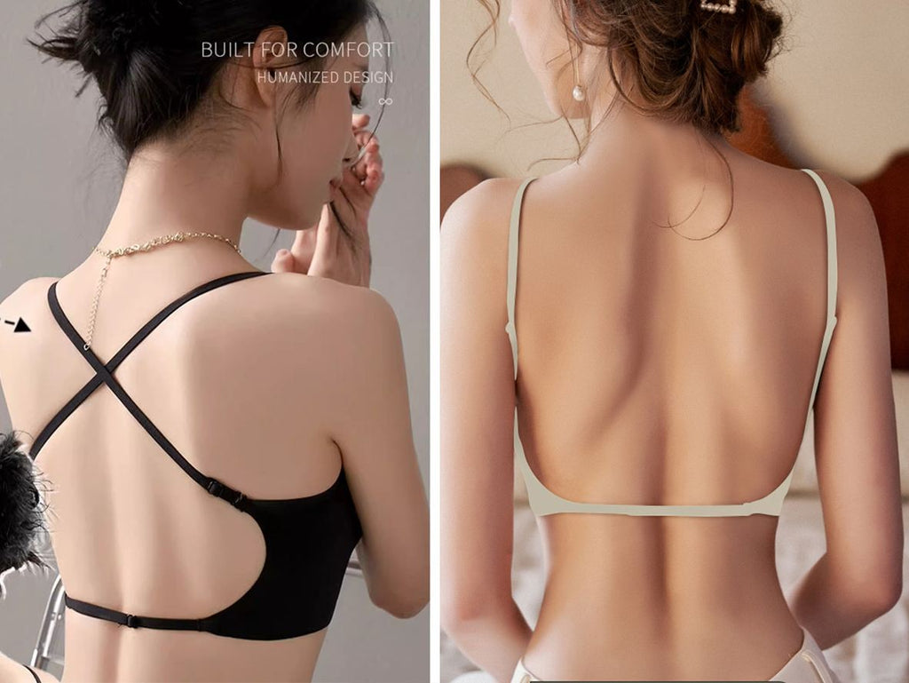 Low U-Back Push Up Bra for Backless Dresses - Seamless Lifting Bralette with Convertible Straps