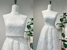 Load image into Gallery viewer, Convertible A-line Floral Lace Wedding Dress with Detachable High Neck Vest