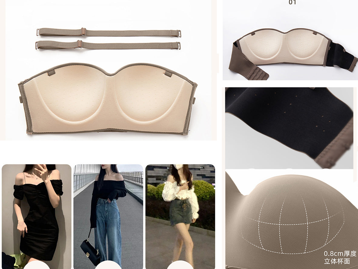 Front Buckle Strapless Push Up Bandeau Bra for Women - Non-Slip Comfort