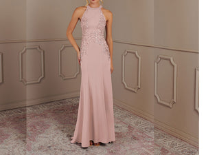 Dusty Pink Halter Mermaid Mother of the Bride Dresses