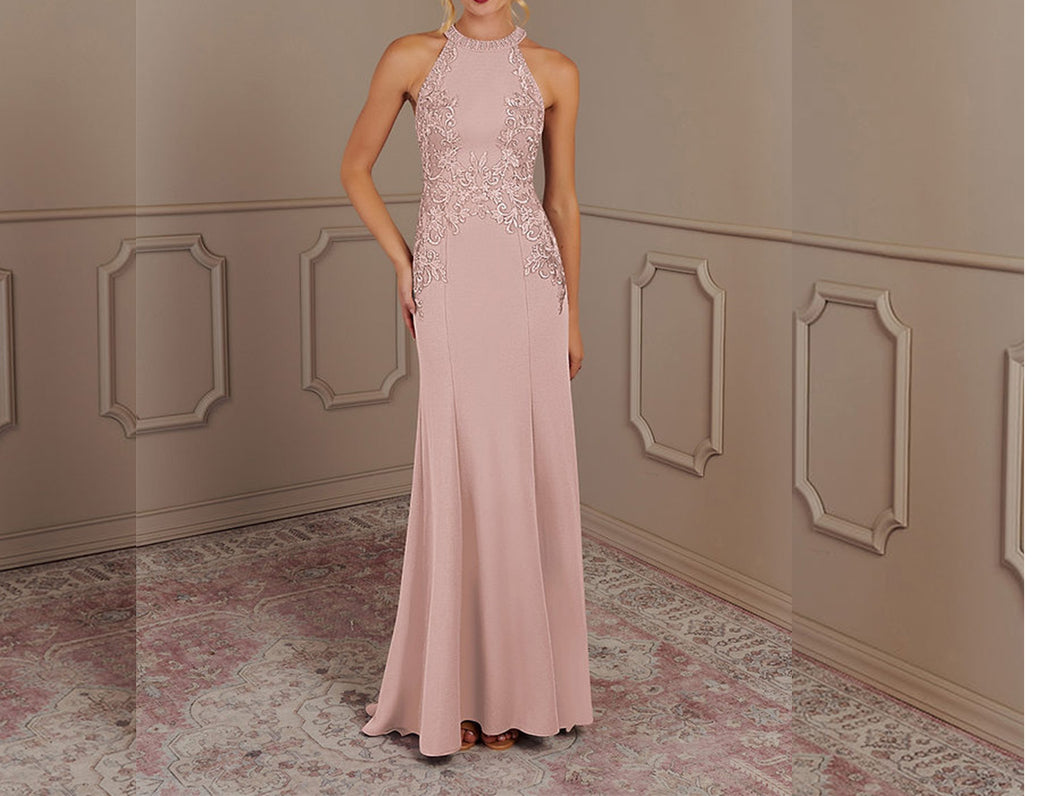 Dusty Pink Mermaid Mother of the Bride Dress - Elegant Halter Style - Promboutiqueonline promboutiqueonline Dusty Pink Mermaid Mother of the Bride Dress - Elegant Halter Style - Promboutiqueonline promboutiqueonline
