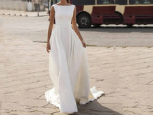 Load image into Gallery viewer, Elegant Bateau Neck A-line Wedding Gown Buttoned Back P036