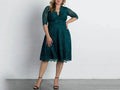 Emerald Green Mother of the Bride Dress with Half Sleeves - Knee Length Elegance