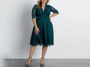 Emerald Green Knee Length Mother of The Bride Dress with Half Sleeves