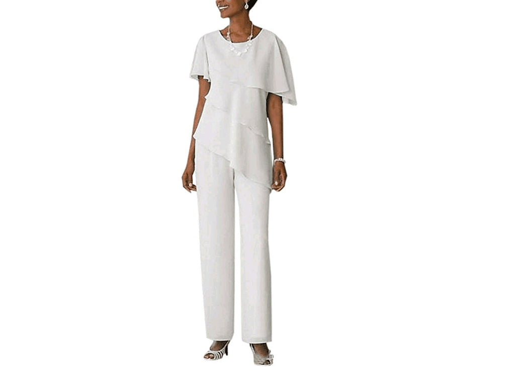 Ivory Mother of the Bride Pantsuit – Elegant 2-Piece Trouser Suit for Wedding Guests