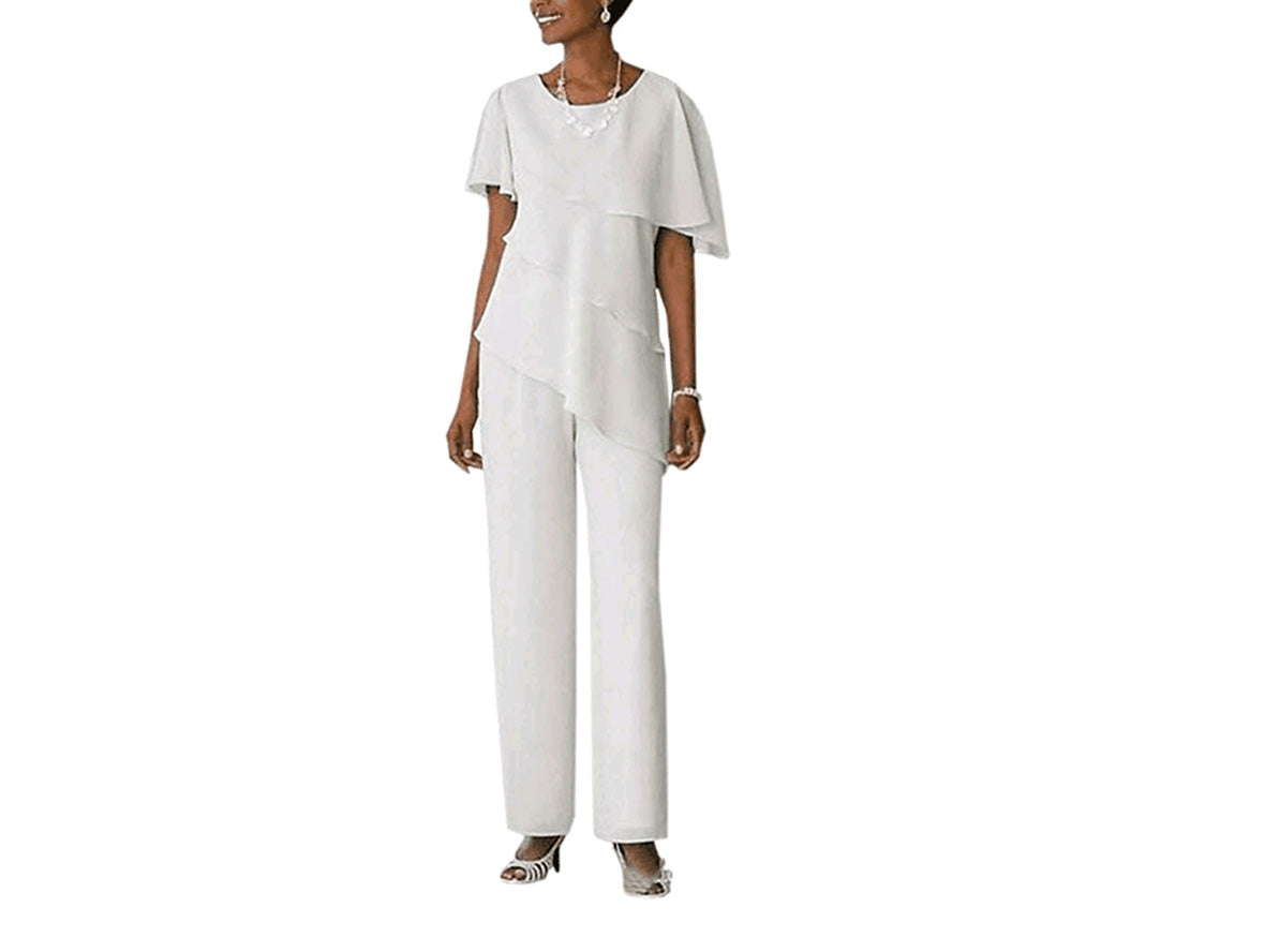 Ivory Mother of the Bride Pantsuit – Elegant 2-Piece Trouser Suit for Wedding Guests