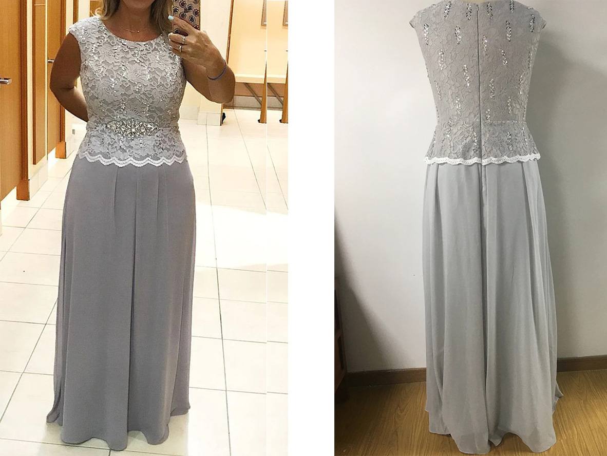 Jewel Neck Lace and Chiffon Mother of The Bride Dresses - promboutiqueonline
