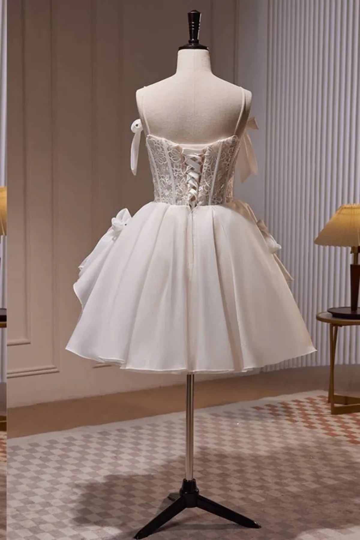 Ivory Bridal Shower Dress with Spaghetti Straps for Rehearsal Dinner