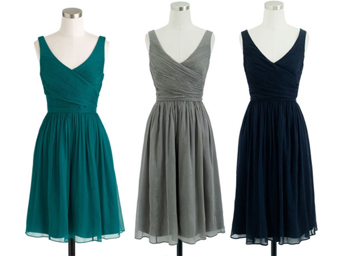 V-neck Cross Pleated Short Bridesmaid Dresses - promboutiqueonline